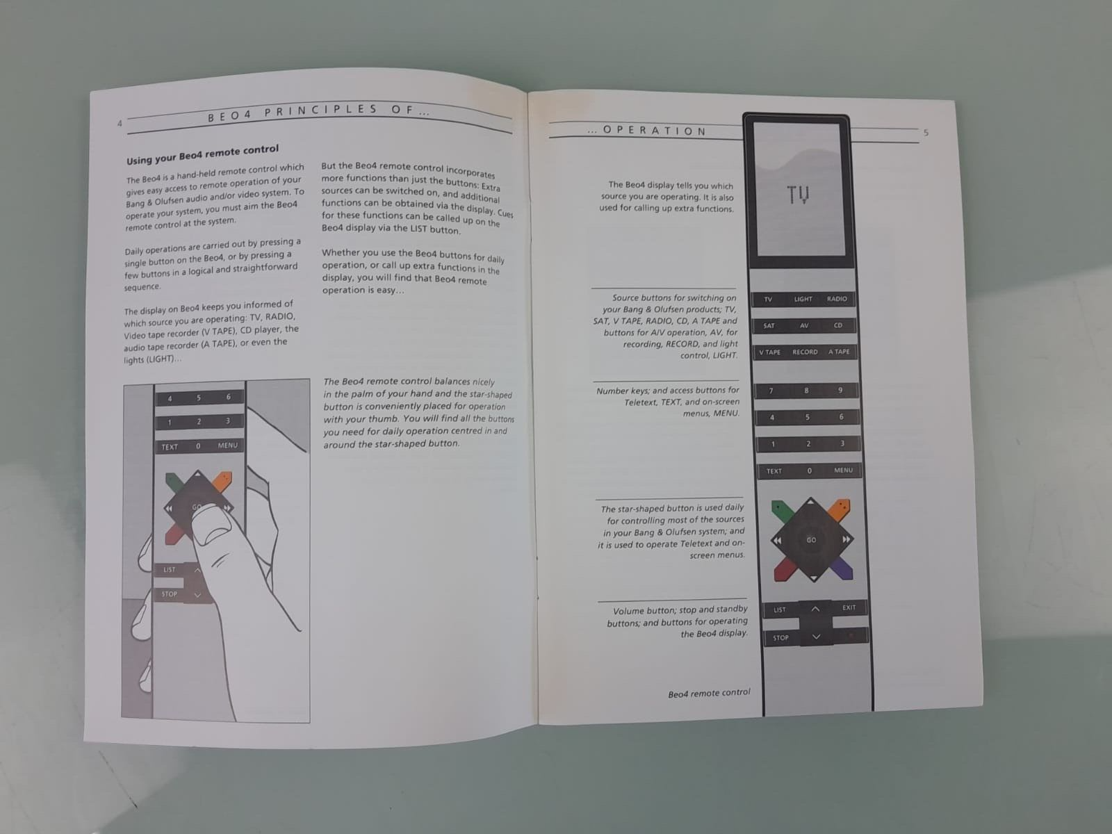 BANG & OLUFSEN B&O BEO4 REMOTE CONTROL MANUAL