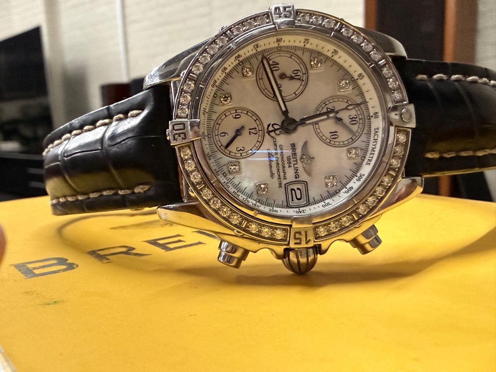 SERVICED! BREITLING 1884 CHRONO COCKPIT A13357 WATCH WITH BOX AND PAPERS