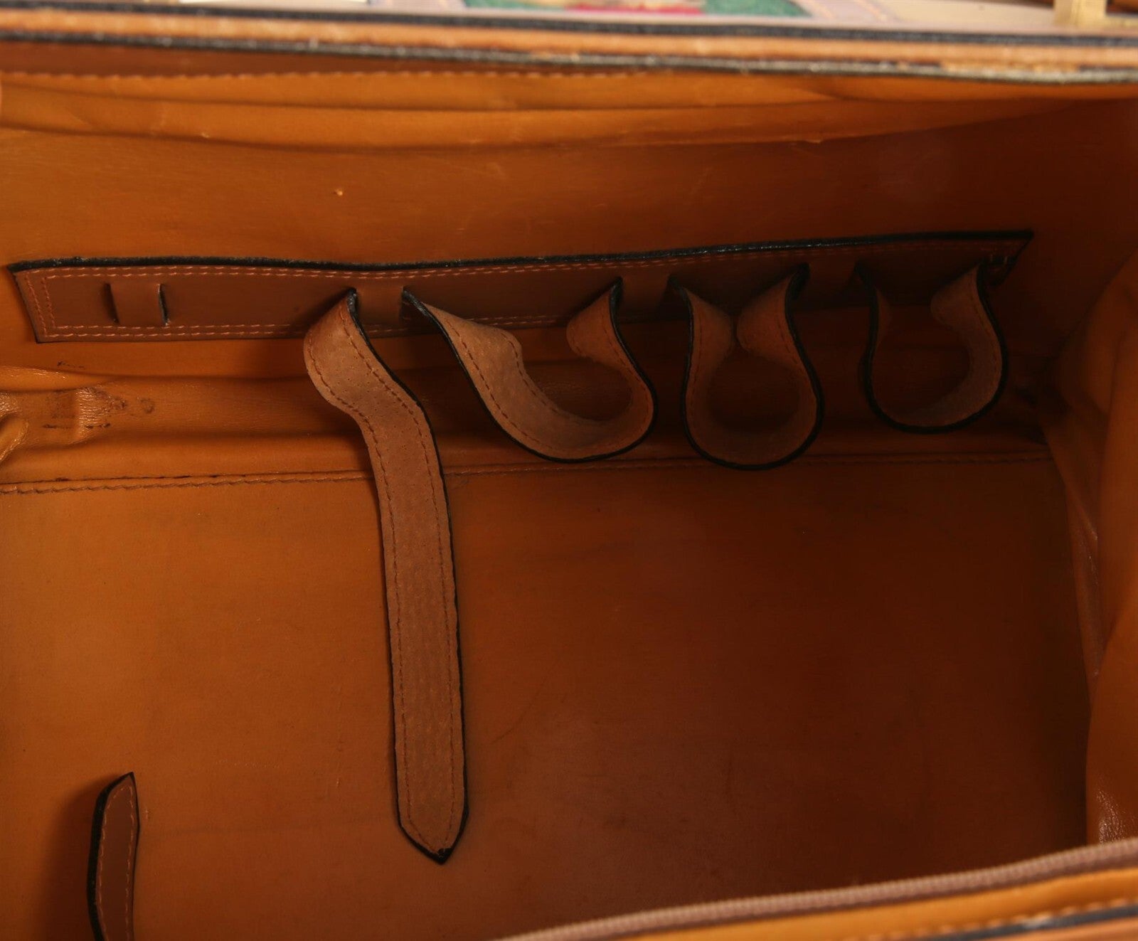 GUCCI large vintage Sherry Line rigid vanity travel case tan leather bag storage