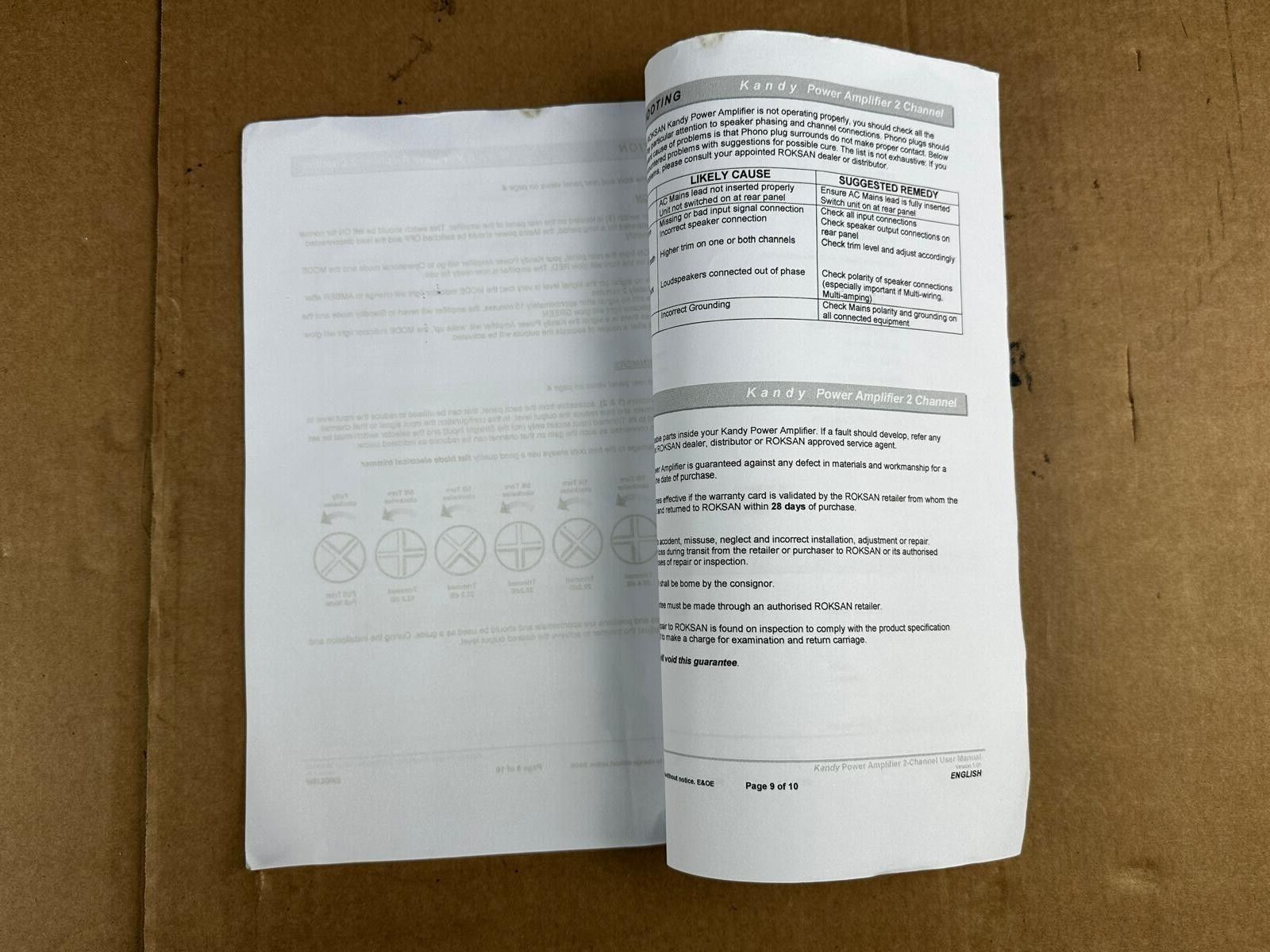 Roksan Kandy Stereo Power Amplifier User Manual