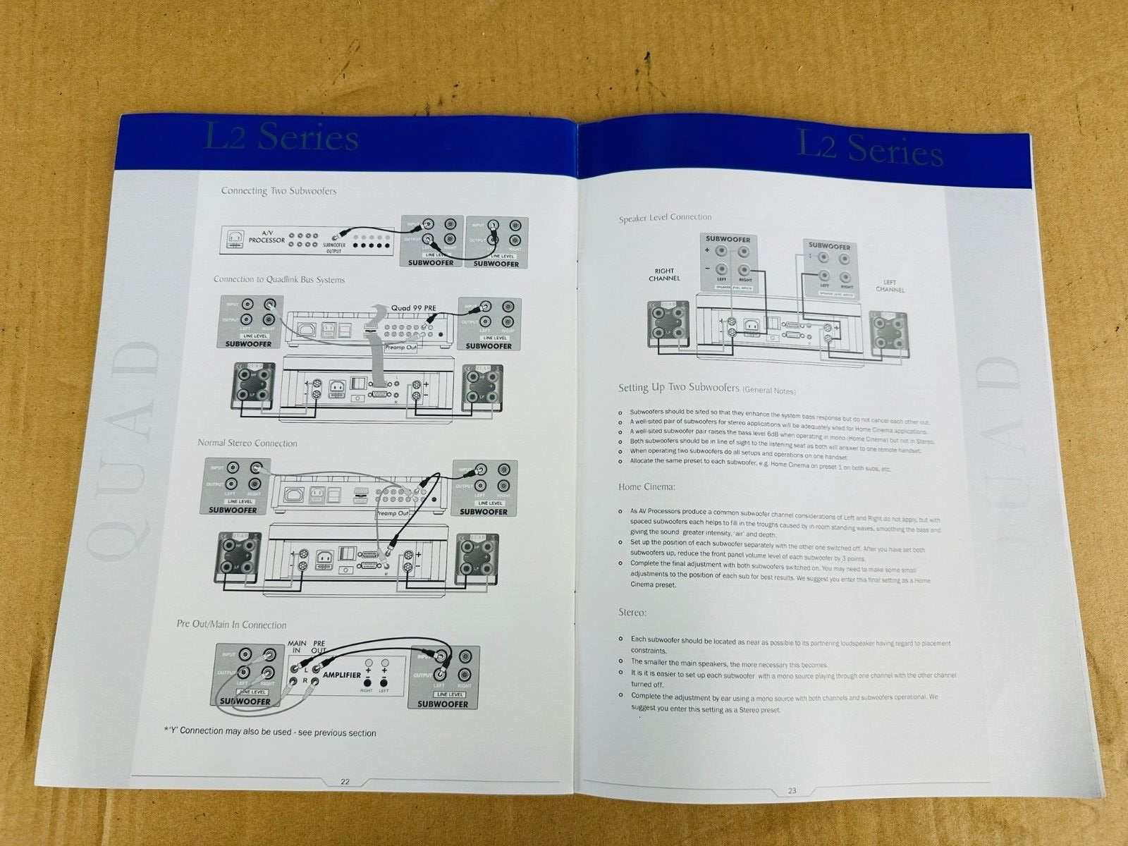 Quad L2 Series Loudspeakers User Manual 9L2 11L2 12L2 21L2 22L2 centre subwoofer