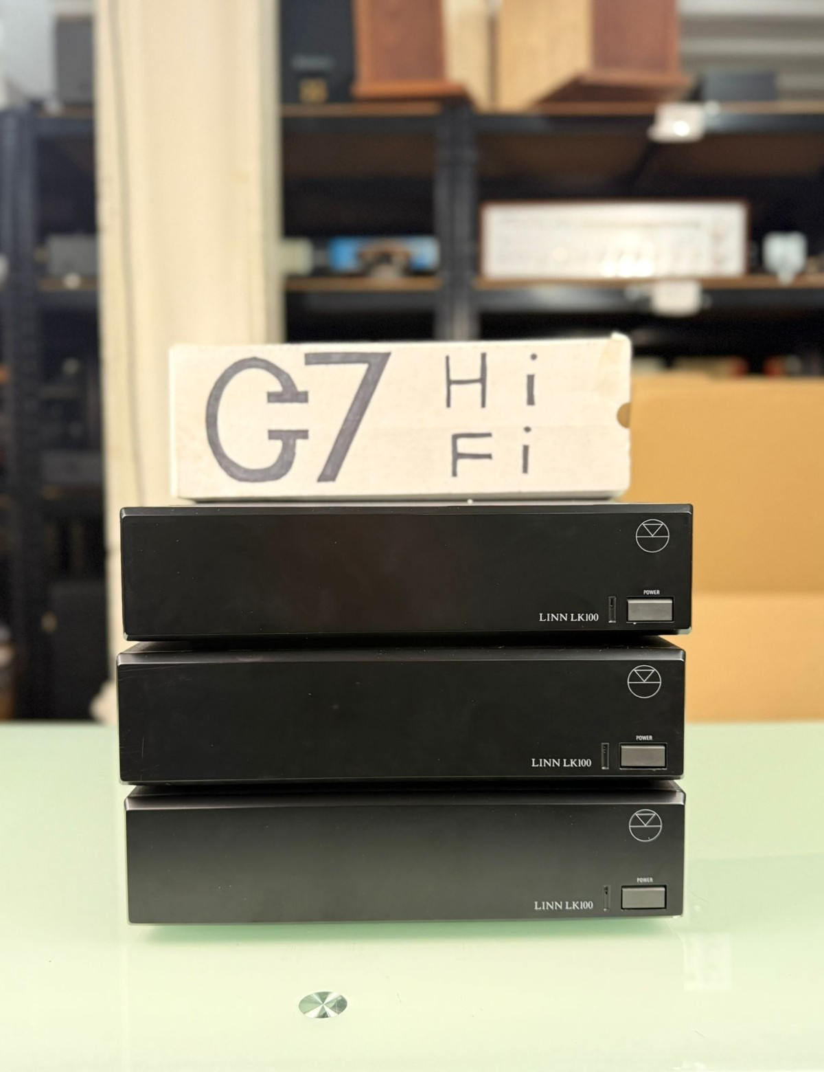 LINN LK100 POWER AMPLIFIERS x3 KABER ACTIV CARDS MID BASS TREBLE