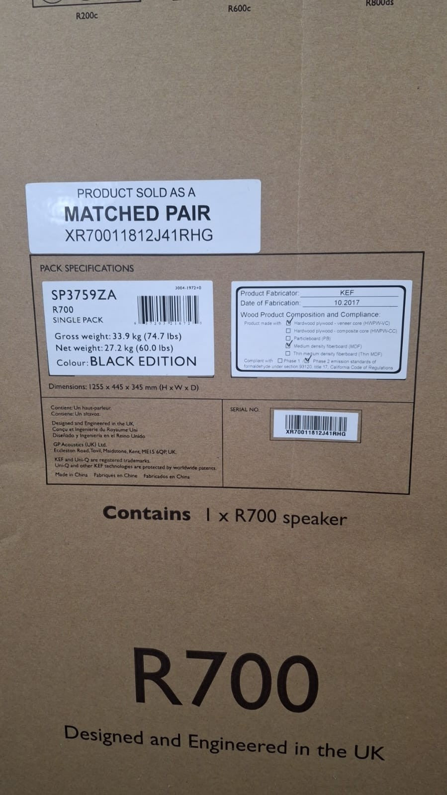 NEW SEALED KEF R700 FLOOR STANDING SPEAKERS #002