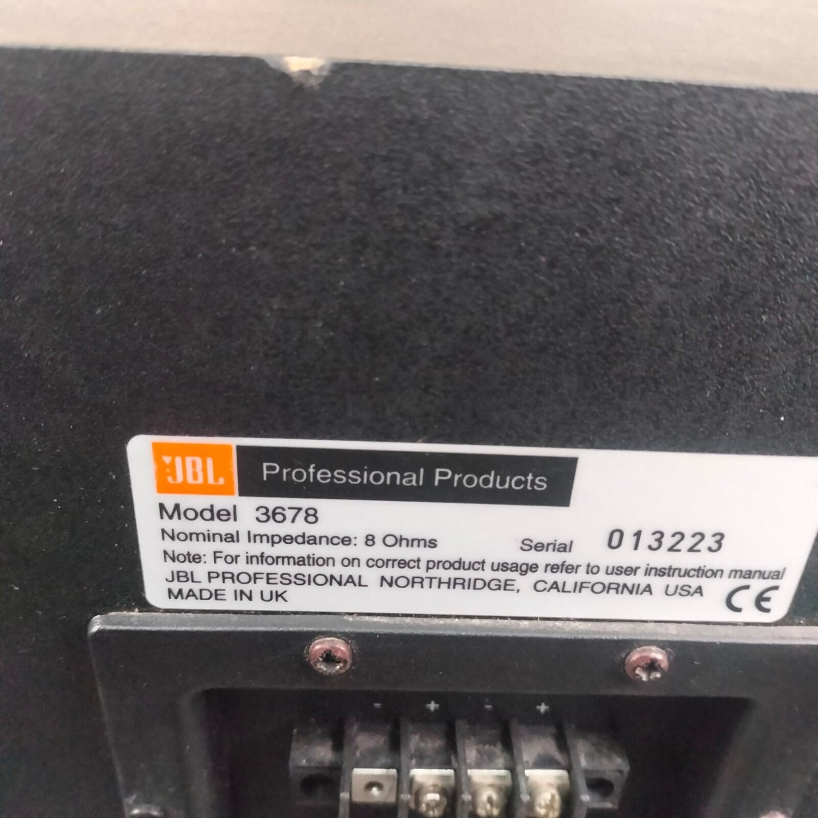 JBL 3678 Single Woofer Bass Box #002