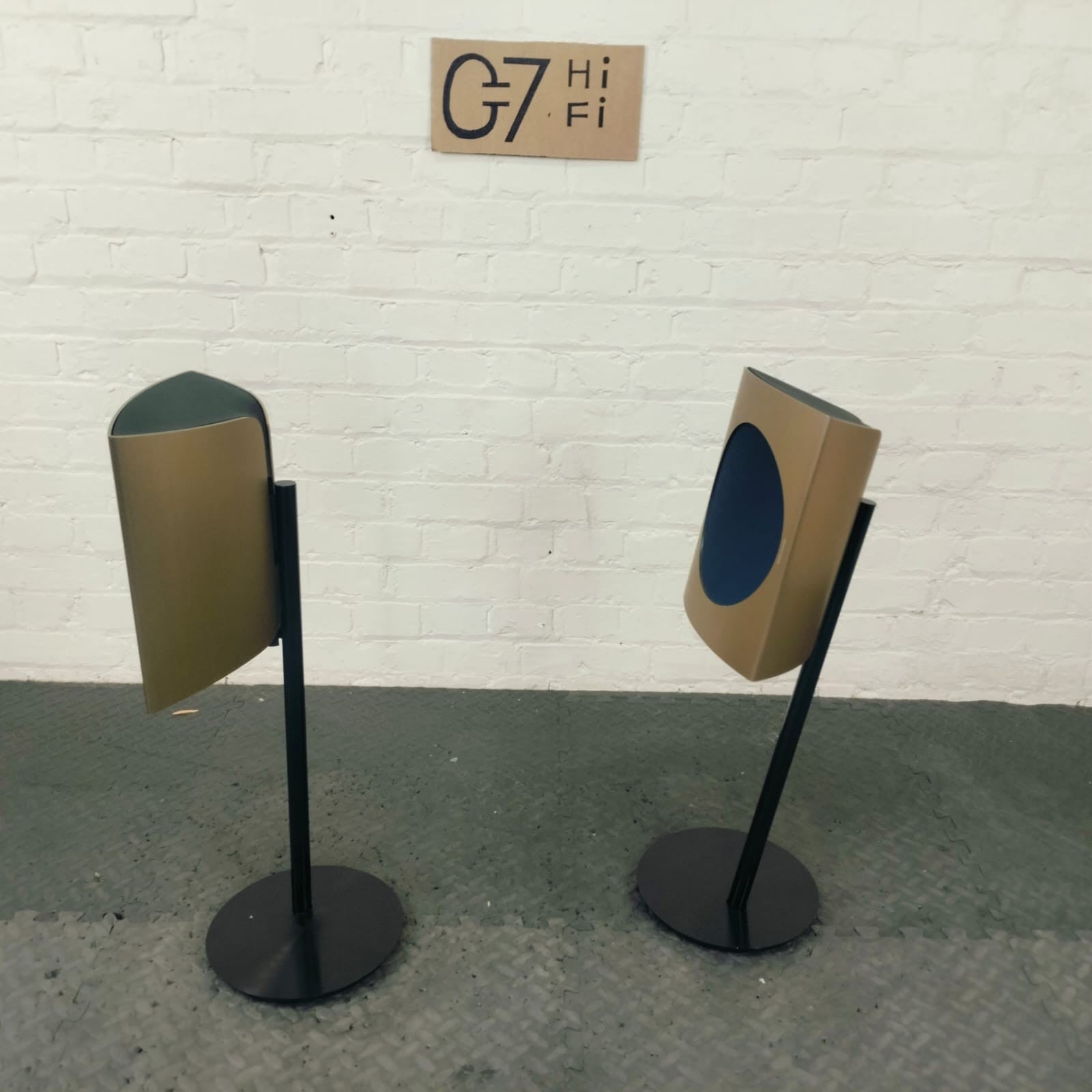 BANG & OLUFSEN BEOLAB 17 BRASS TONE WITH STANDS B&O SPEAKERS