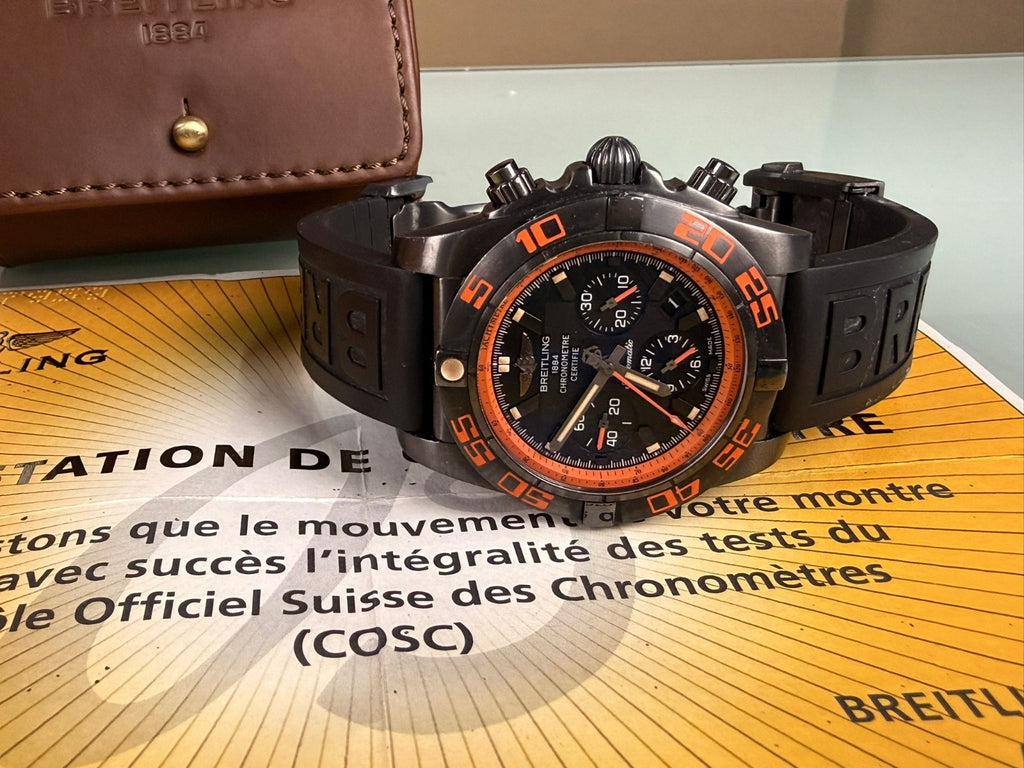 BREITLING MB0111 CHRONOMAT 44 RAVEN WATCH WITH BOX AND PAPERS