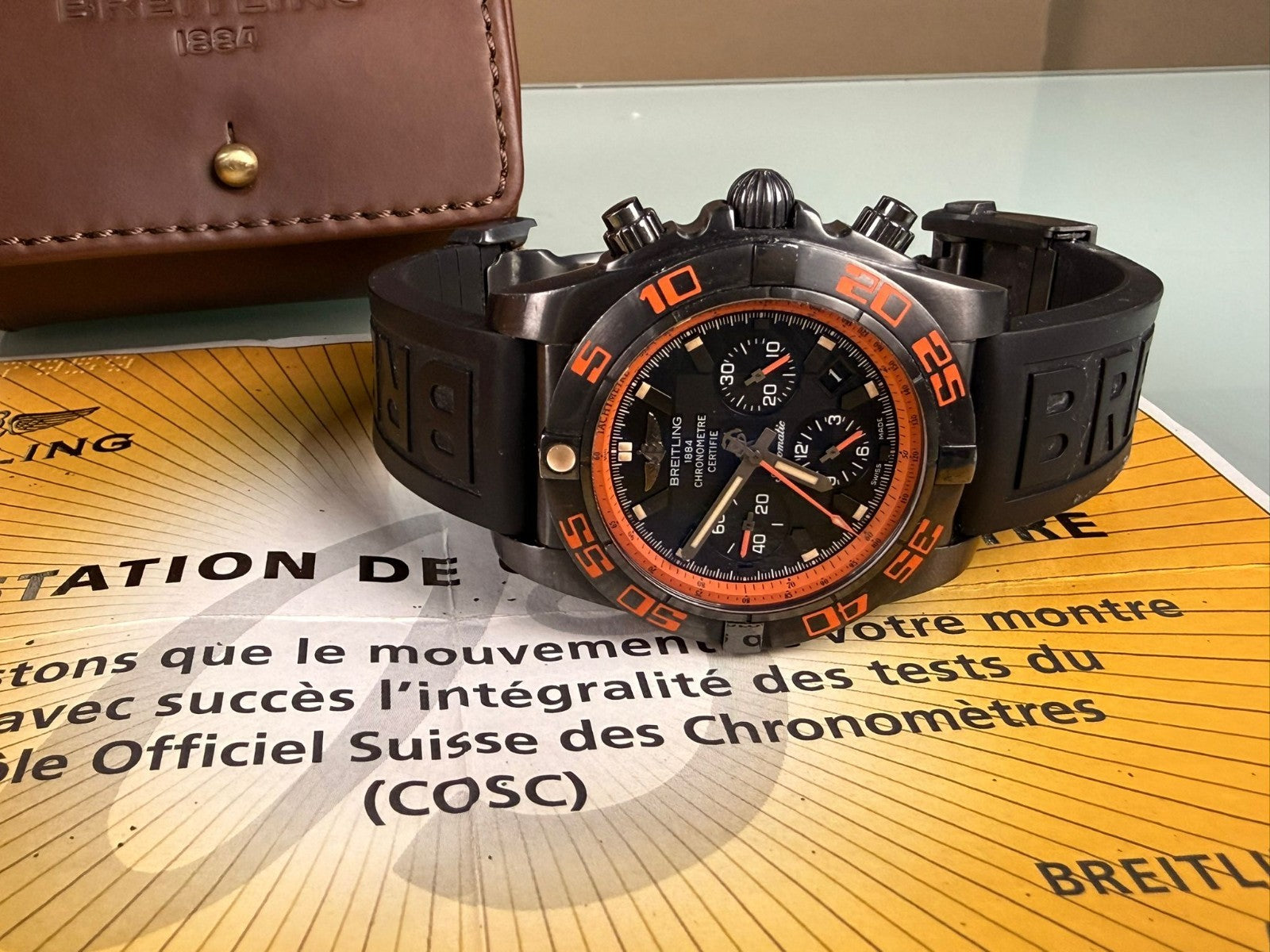 BREITLING MB0111 CHRONOMAT 44 RAVEN WATCH WITH BOX AND PAPERS