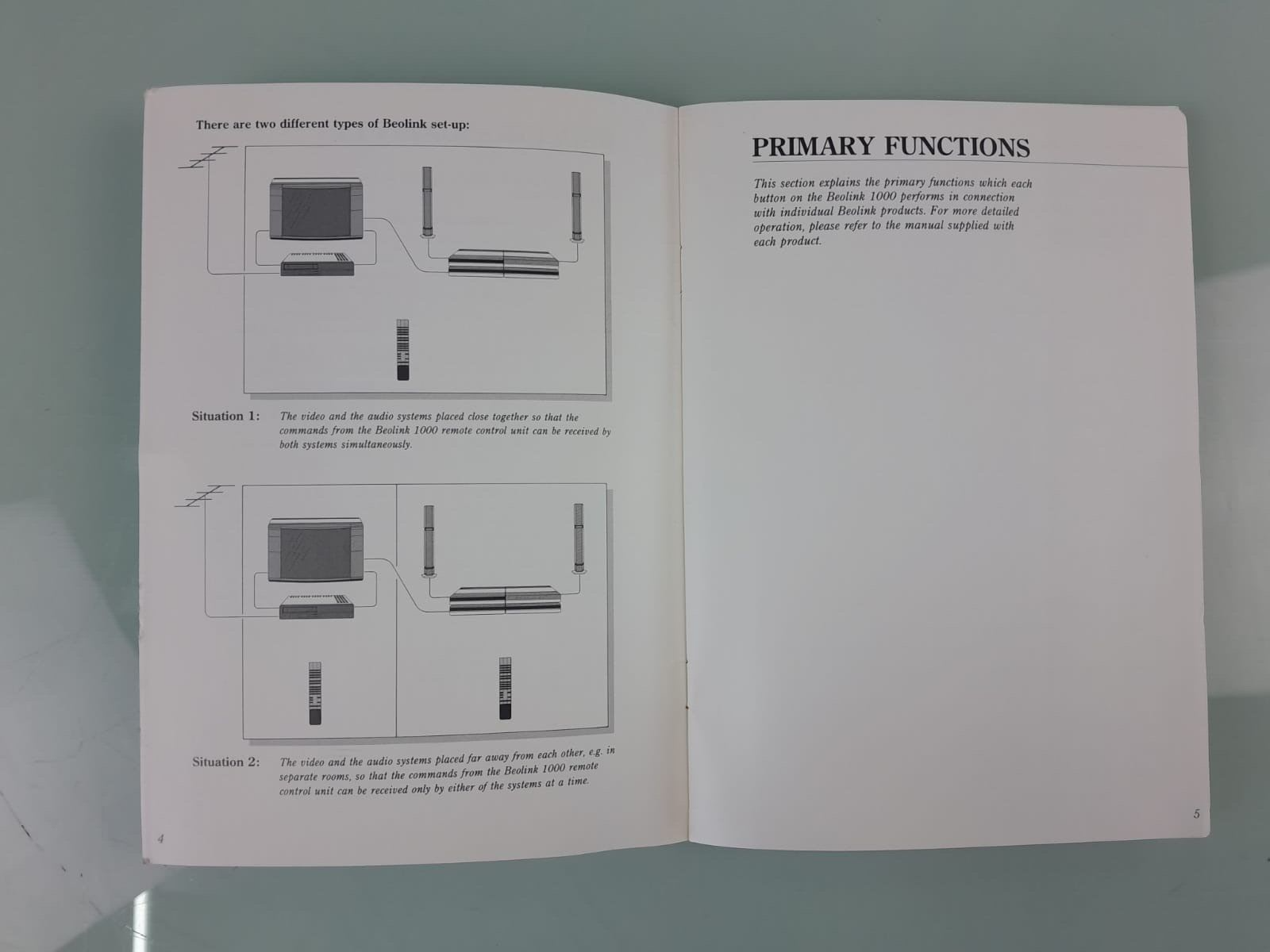 BANG & OLUFSEN B&O BEOLINK 1000 REMOTE CONTROL OWNER'S MANUAL