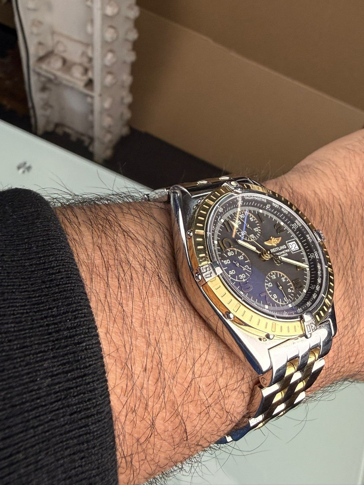 BREITLING 1884 CHRONOMAT D13352 GOLD AND STEEL AUTOMATIC WATCH