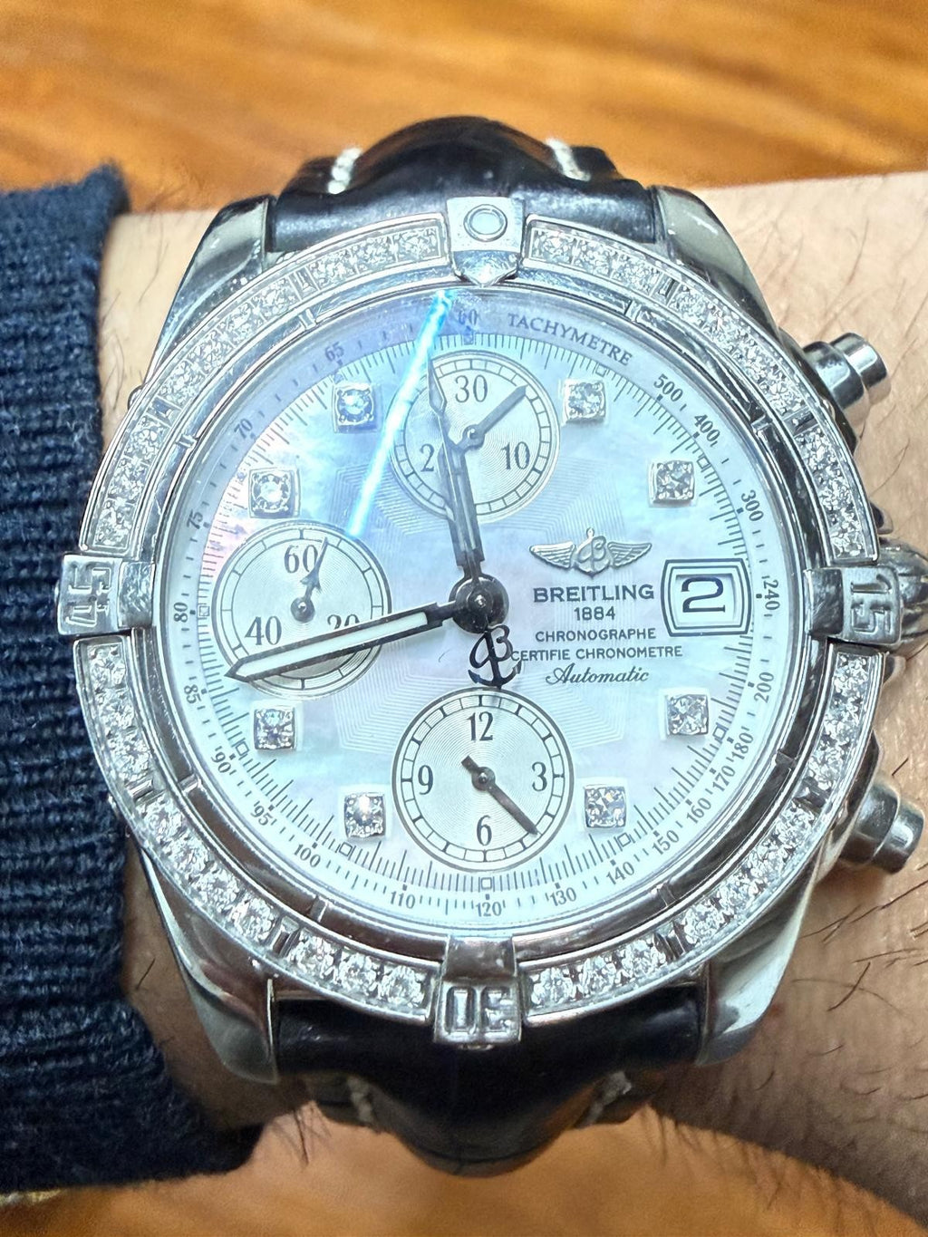 SERVICED! BREITLING 1884 CHRONO COCKPIT A13357 WATCH WITH BOX AND PAPERS