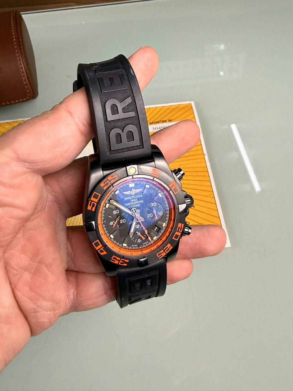 BREITLING MB0111 CHRONOMAT 44 RAVEN WATCH WITH BOX AND PAPERS