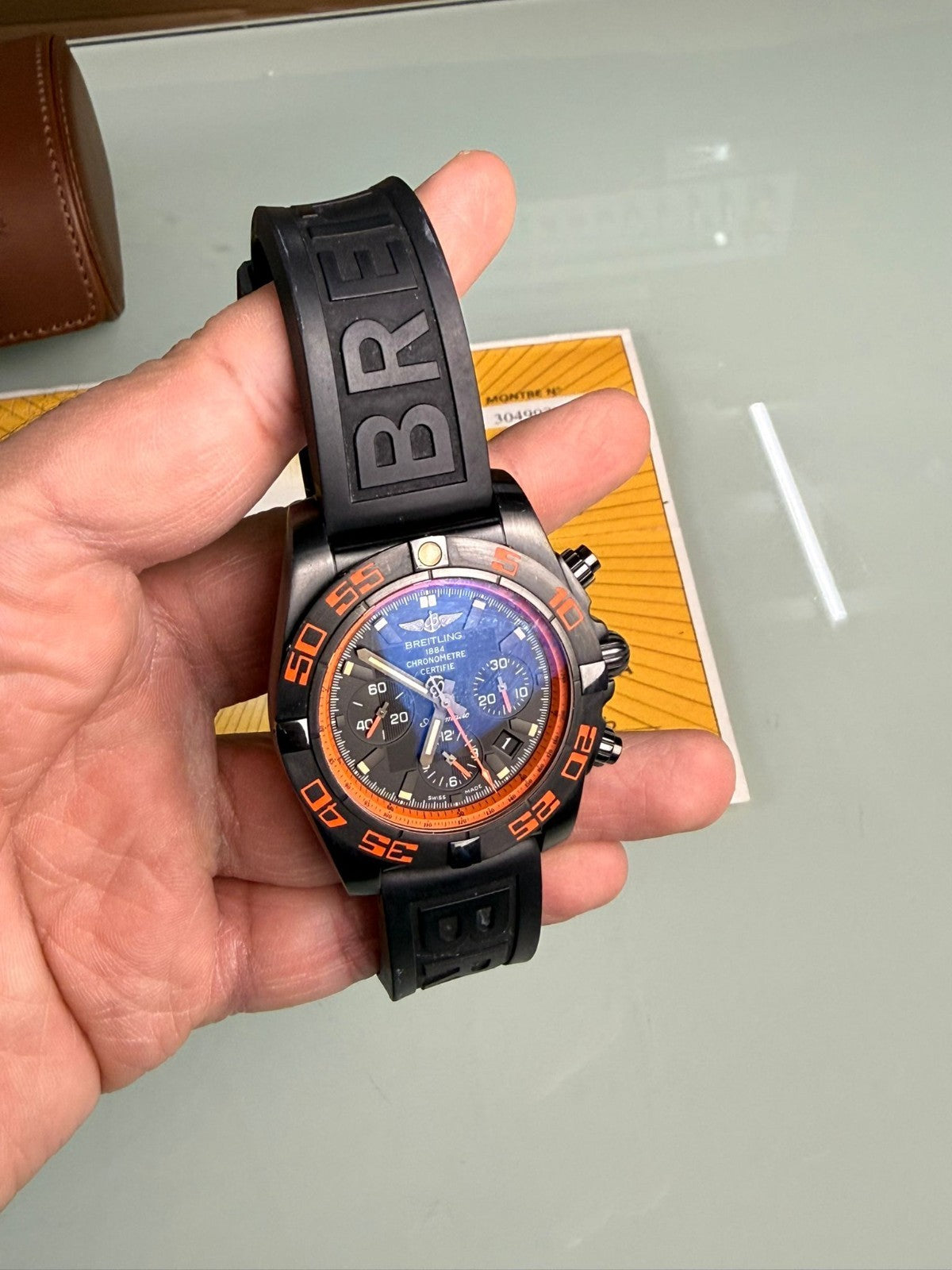 BREITLING MB0111 CHRONOMAT 44 RAVEN WATCH WITH BOX AND PAPERS