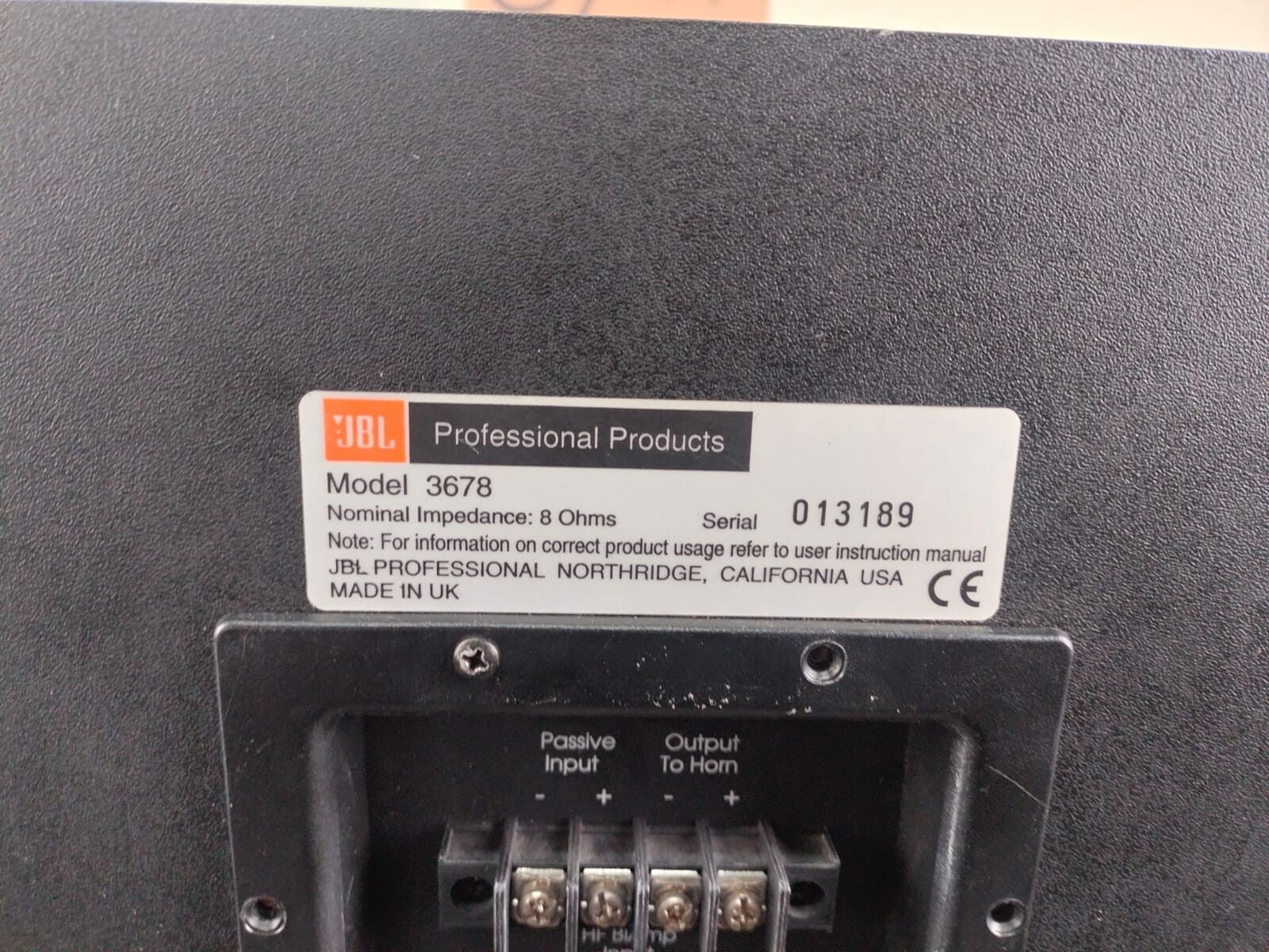 JBL 3678 SINGLE WOOFER BASS BOX