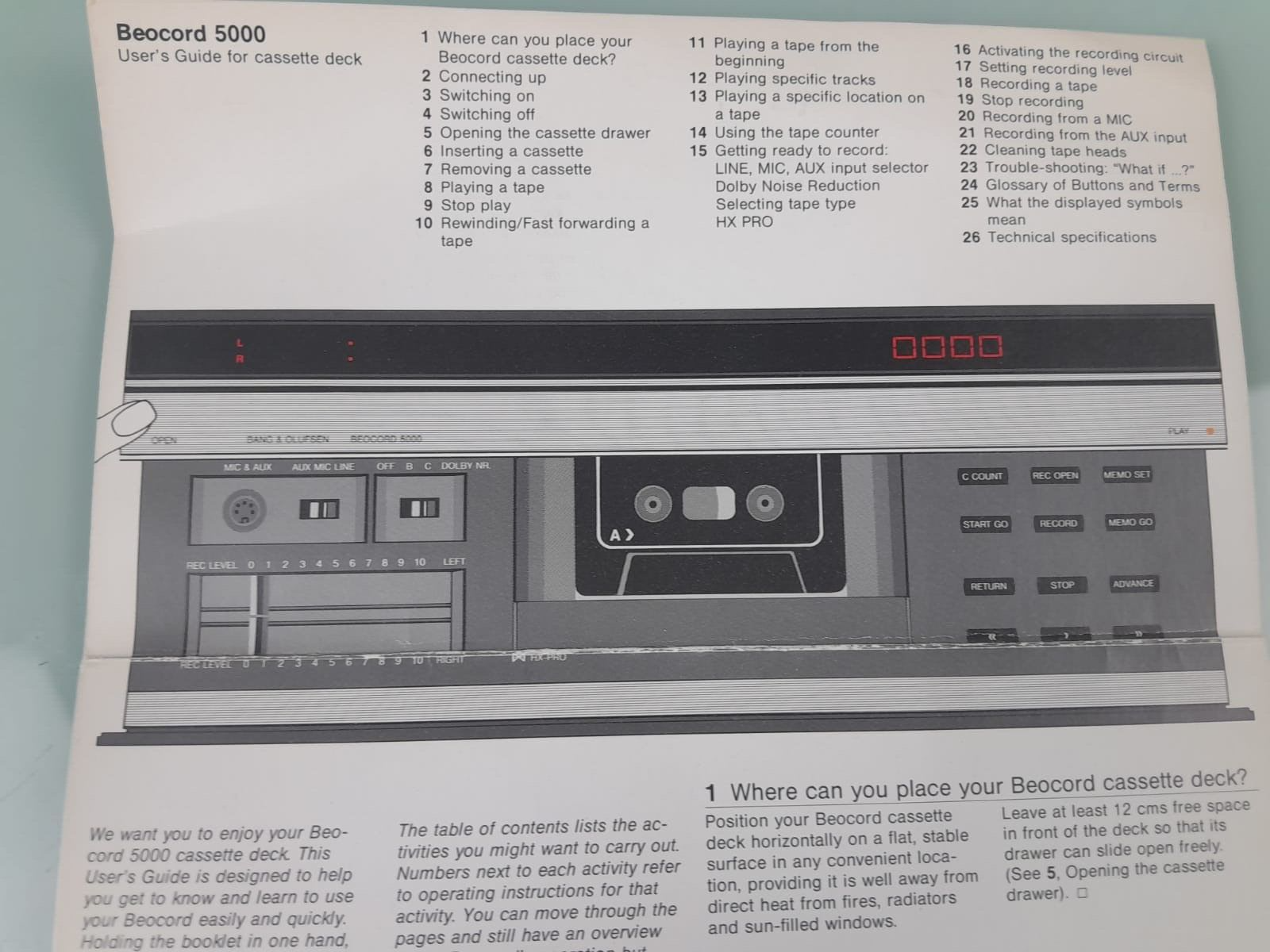 BANG & OLUFSEN B&O BEOCORD 5000 MANUAL