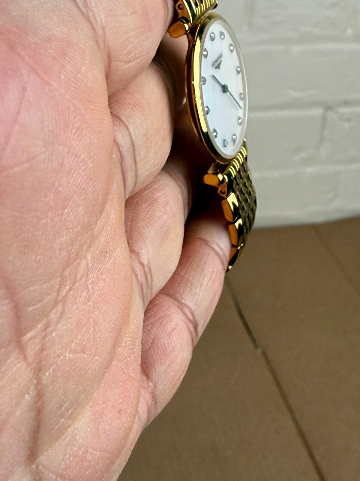 LONGINES LA GRANDE CLASSIQUE GOLD PLATED QUARTZ DIAMOND MOTHER OF PEARL WATCH