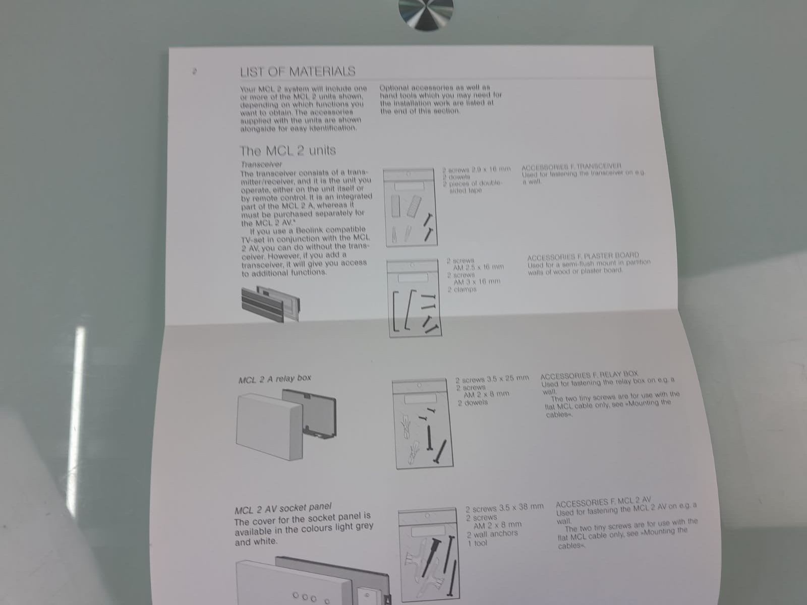 BANG & OLUFSEN B&O MASTER CONTROL LINK 2 INSTALLATION GUIDE