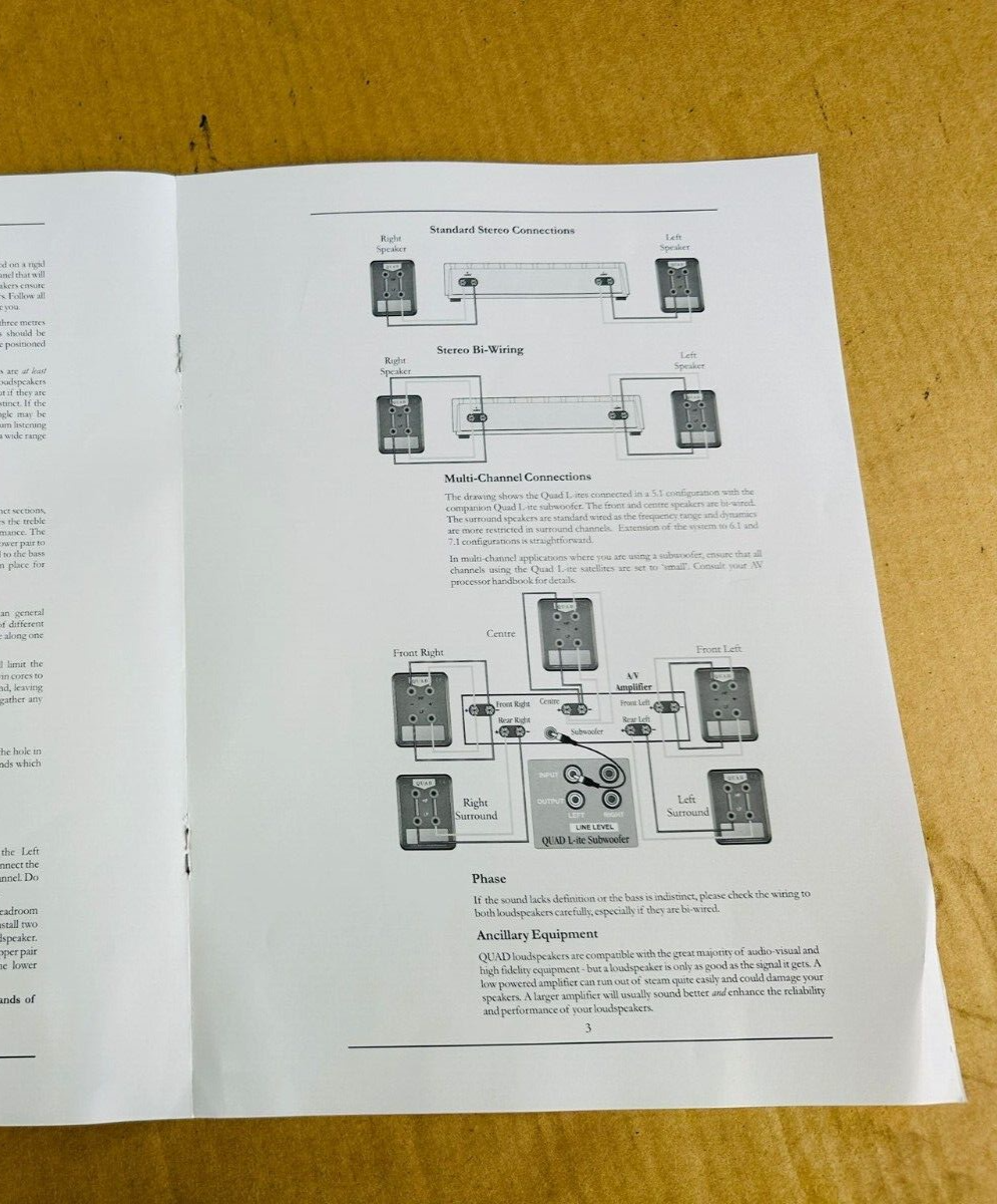 Quad L-ite lite Compact Satellite Loudspeakers Owner's Manual