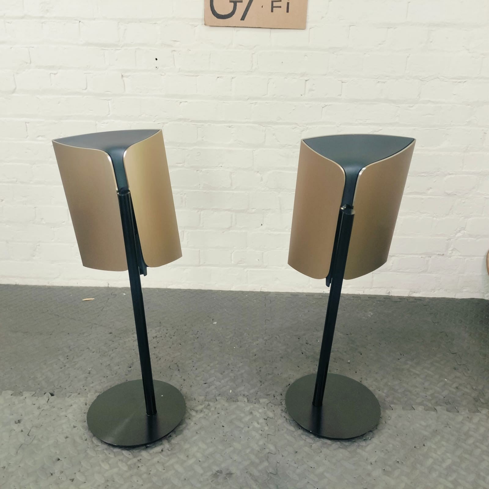 BANG & OLUFSEN BEOLAB 17 BRASS TONE WITH STANDS B&O SPEAKERS