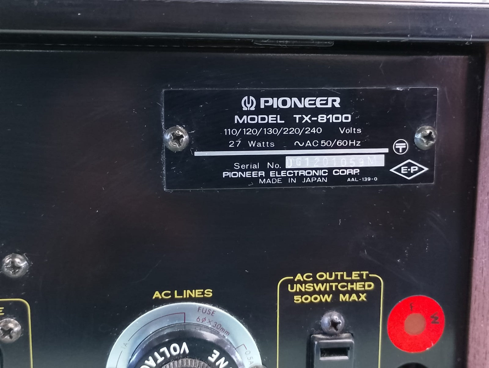 PIONEER TX 8100 STEREO TUNER