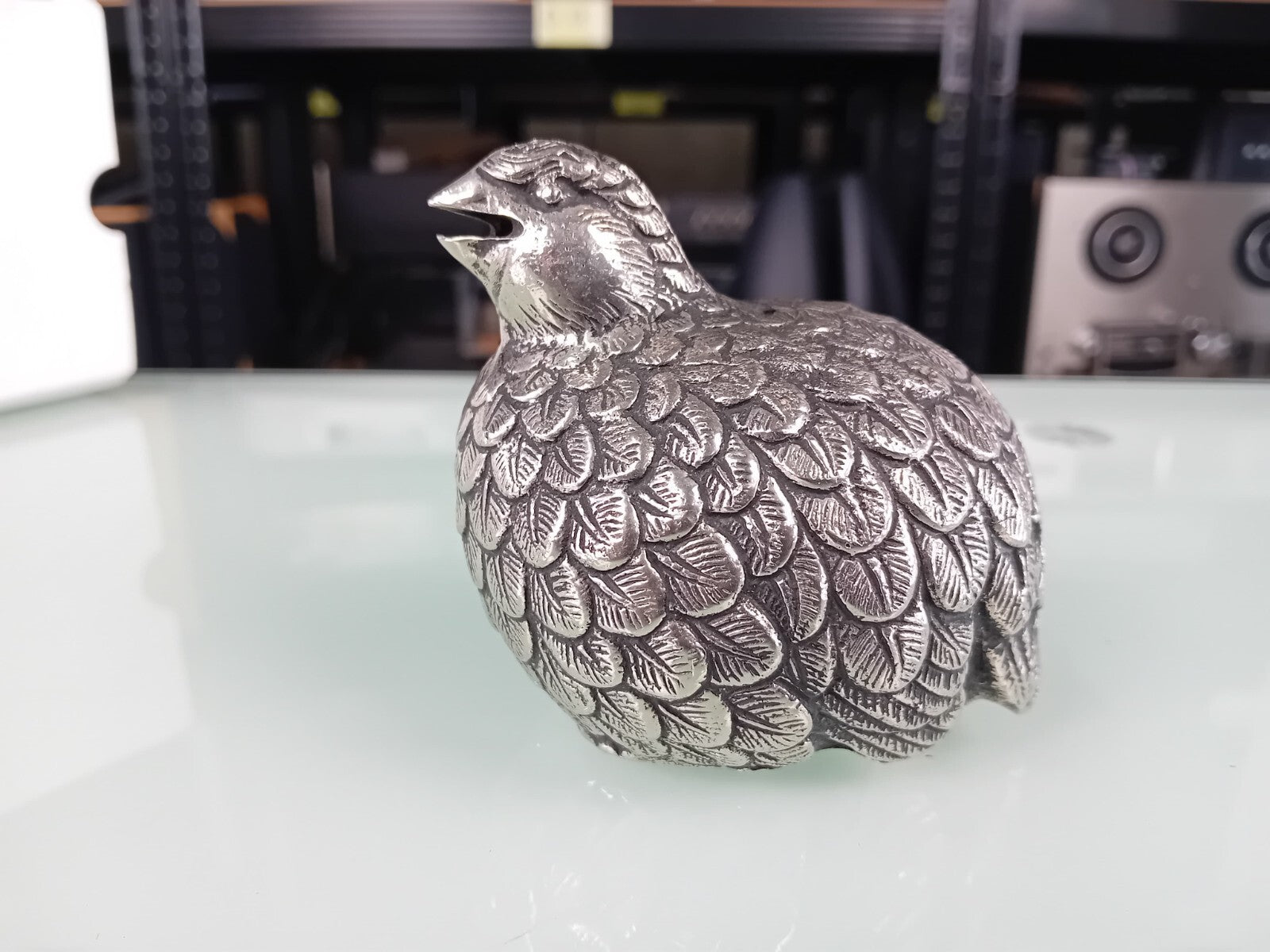 GUCCI MADE IN ITALY VINTAGE SILVER PEWTER QUAIL SUGAR CASTER