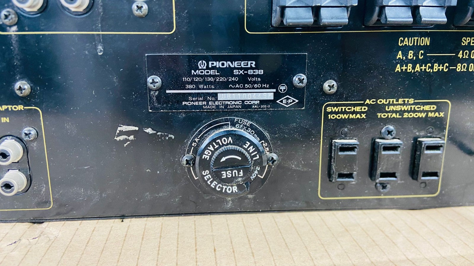 PIONEER SX 838 STEREO RECEIVER