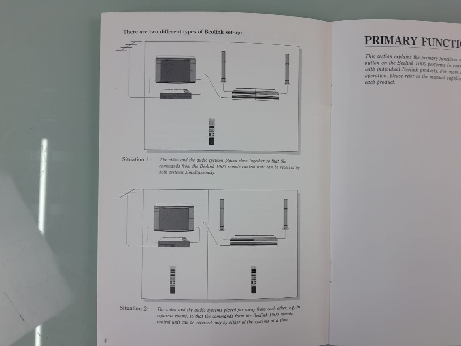 BANG & OLUFSEN B&O BEOLINK 1000 REMOTE CONTROL OWNER'S MANUAL #002