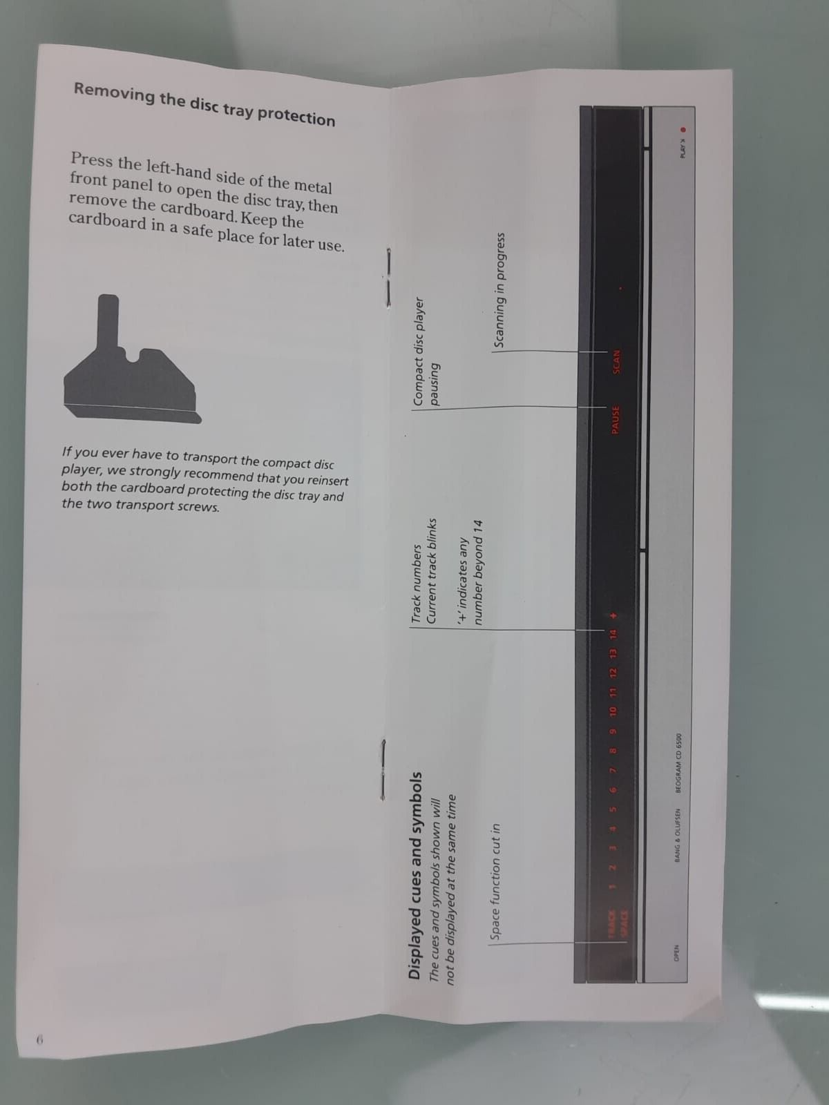 BANG & OLUFSEN B&O BEOGRAM CD 6500 MANUAL