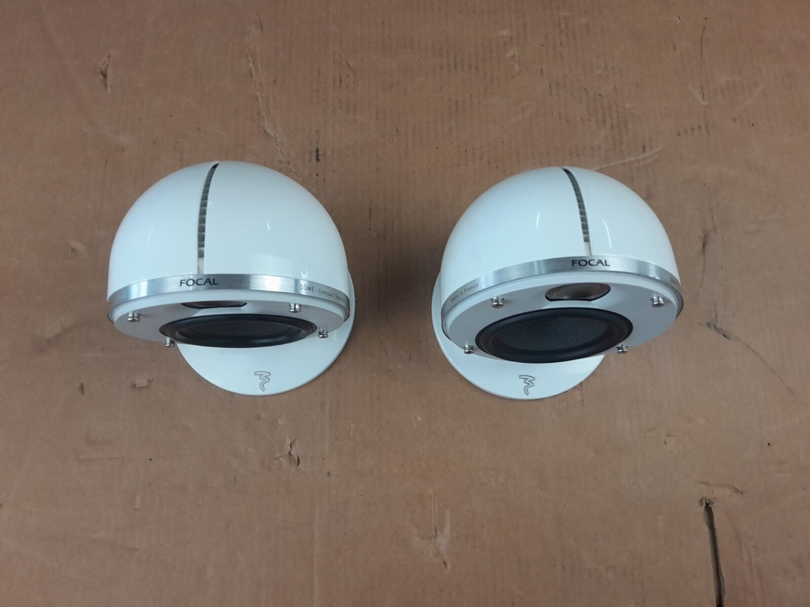 Focal Dome Compact Speakers with wall brackets/ table stands.