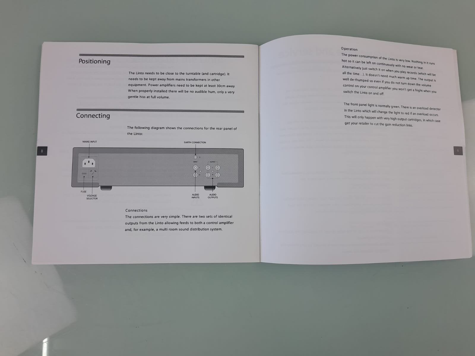 LINN LINTO DIRECT COUPLED PRECISION PHONO PREAMPLIFIER OWNERS MANUAL