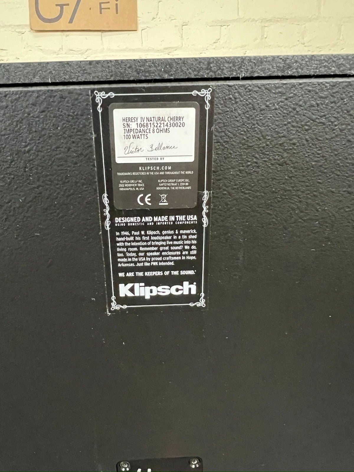 KLIPSCH HERESY IV NATURAL CHERRY FLOOR STANDING SPEAKERS