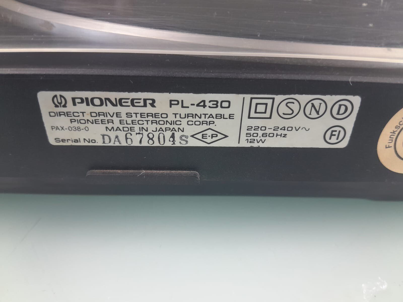 PIONEER PL 430 DIRECT-DRIVE AUTO-RETURN TURNTABLE