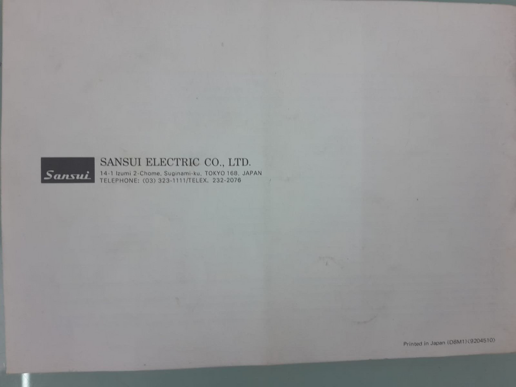 SANSUI AU 417 INTEGRATED AMPLIFIER OPERATING INSTRUCTIONS