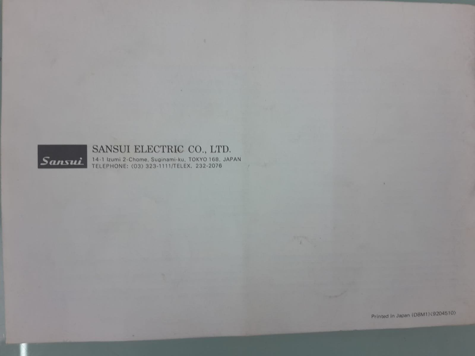 SANSUI AU 417 INTEGRATED AMPLIFIER OPERATING INSTRUCTIONS