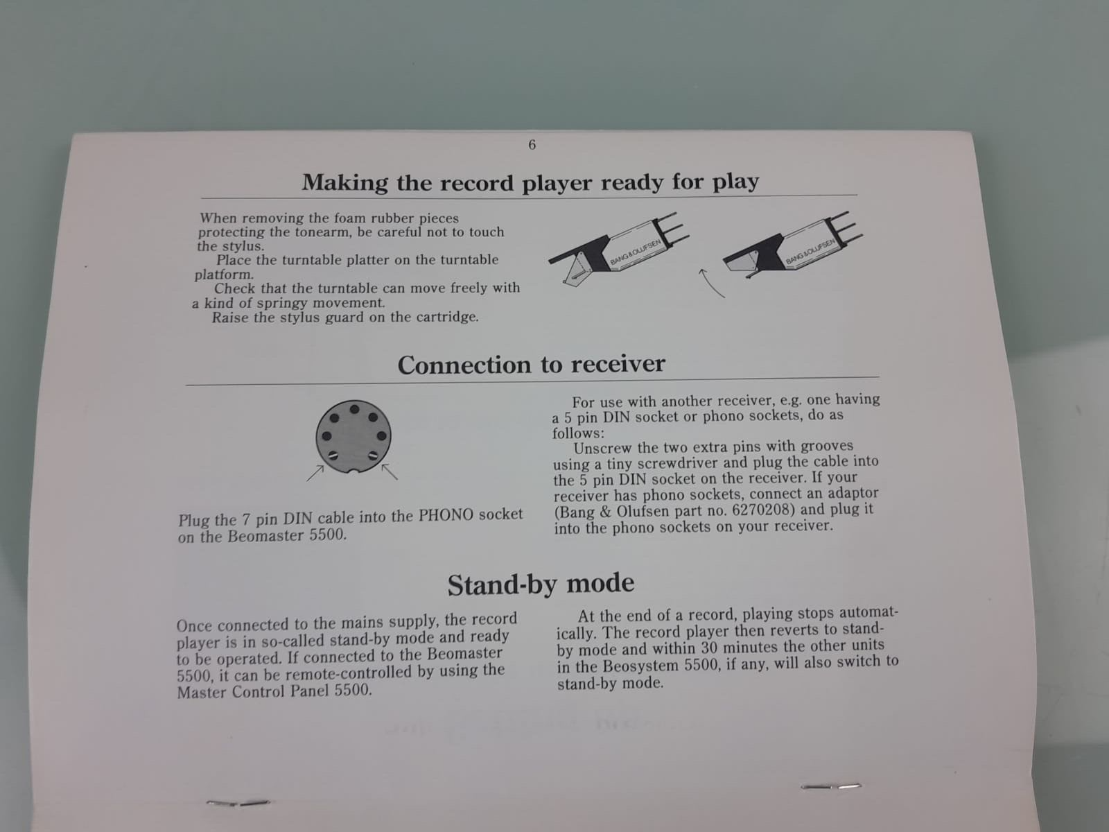B&O BANG & OLUFSEN BEOGRAM 5500 OWNER'S MANUAL