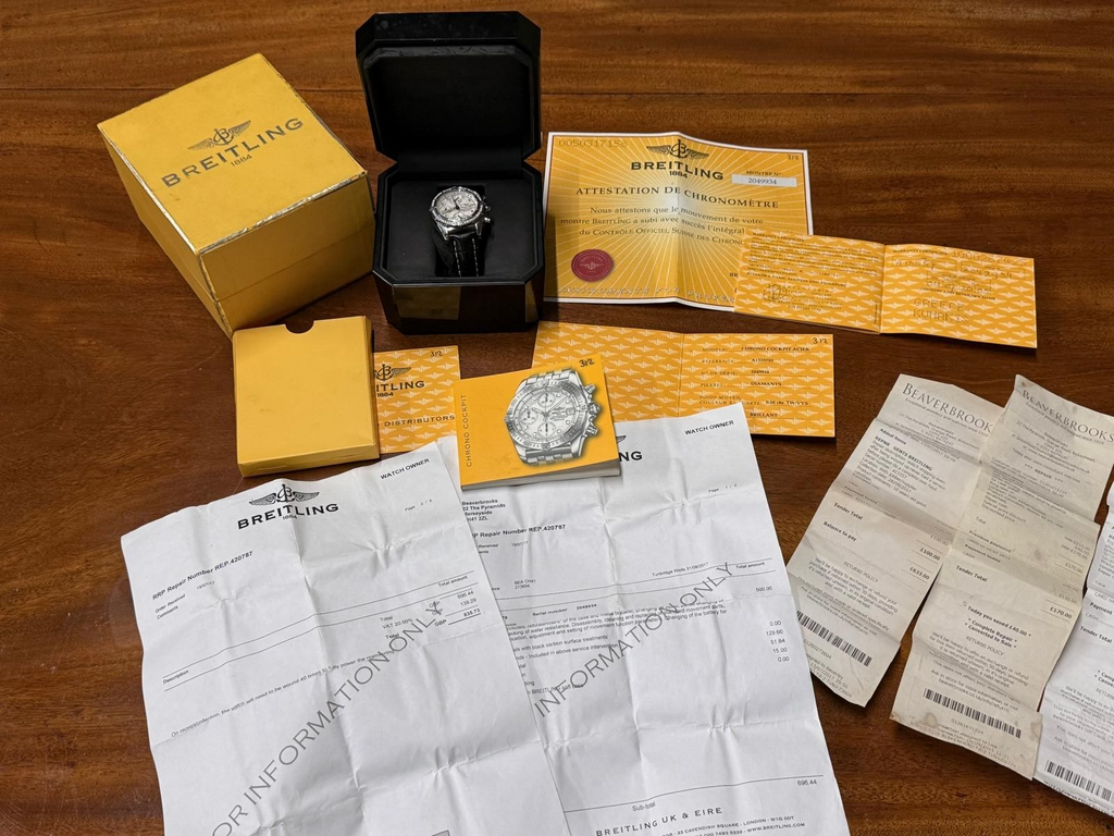SERVICED! BREITLING 1884 CHRONO COCKPIT A13357 WATCH WITH BOX AND PAPERS