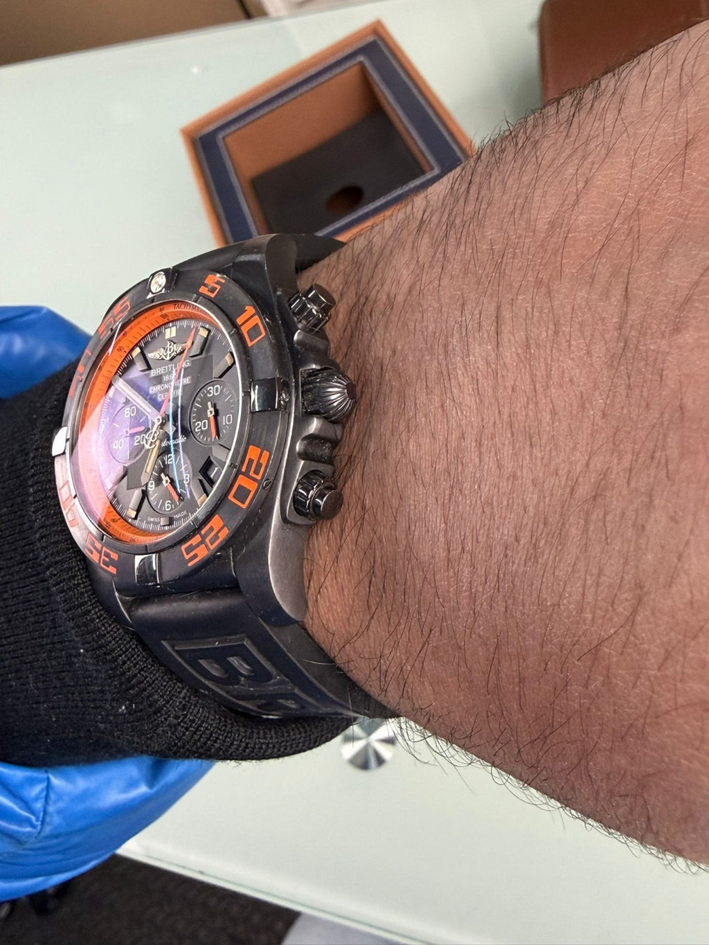 BREITLING MB0111 CHRONOMAT 44 RAVEN WATCH WITH BOX AND PAPERS