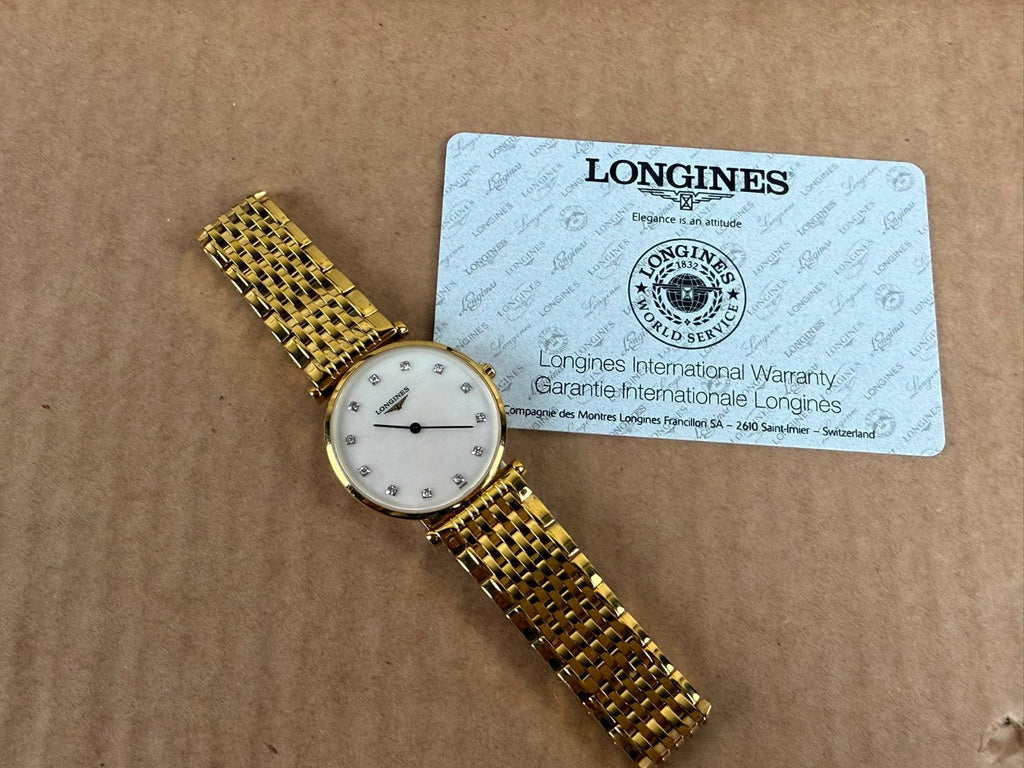 LONGINES LA GRANDE CLASSIQUE GOLD PLATED QUARTZ DIAMOND MOTHER OF PEARL WATCH
