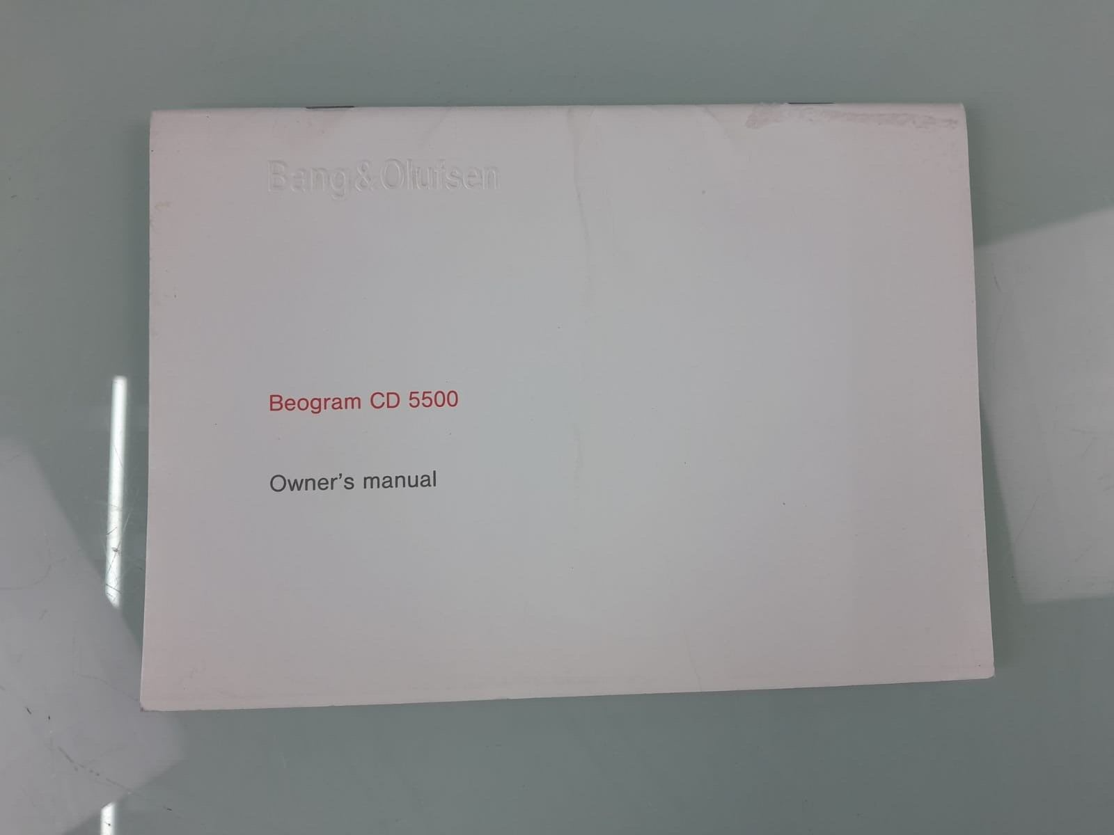 BANG & OLUFSEN B&O BEOGRAM CD 5500 OWNER'S MANUAL