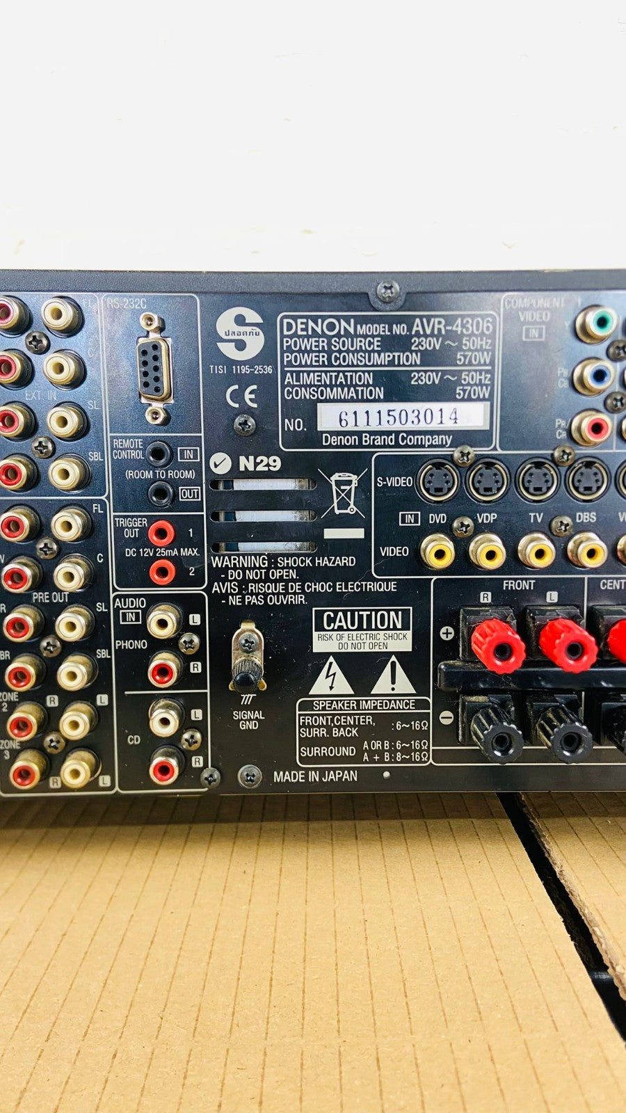 DENON AVR 4306 AV SURROUND RECEIVER WITH REMOTE