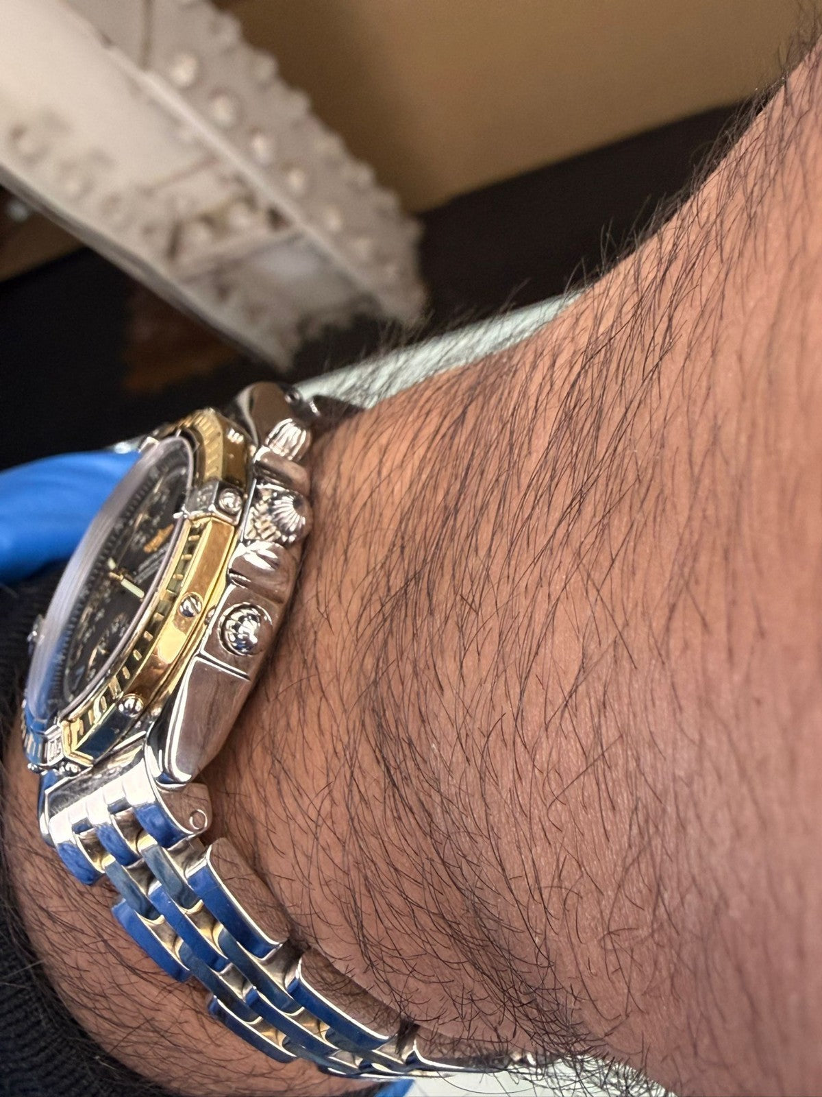 BREITLING 1884 CHRONOMAT D13352 GOLD AND STEEL AUTOMATIC WATCH