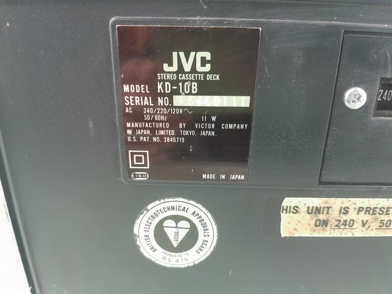 JVC KD 10 STEREO CASSETTE DECK