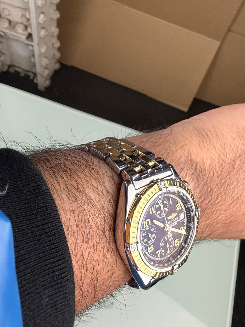 BREITLING 1884 CHRONOMAT D13352 GOLD AND STEEL AUTOMATIC WATCH