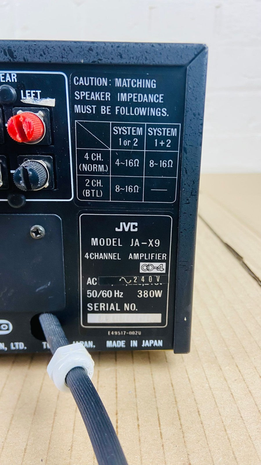 JVC JA X9 8 CHANNEL INTEGRATED AMPLIFIER