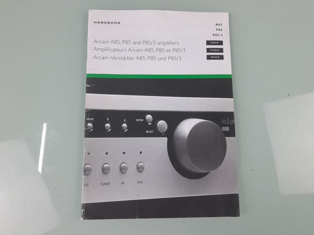 ARCAM A85 P85 AND P85/3 AMPLIFIER HANDBOOK / MANUAL