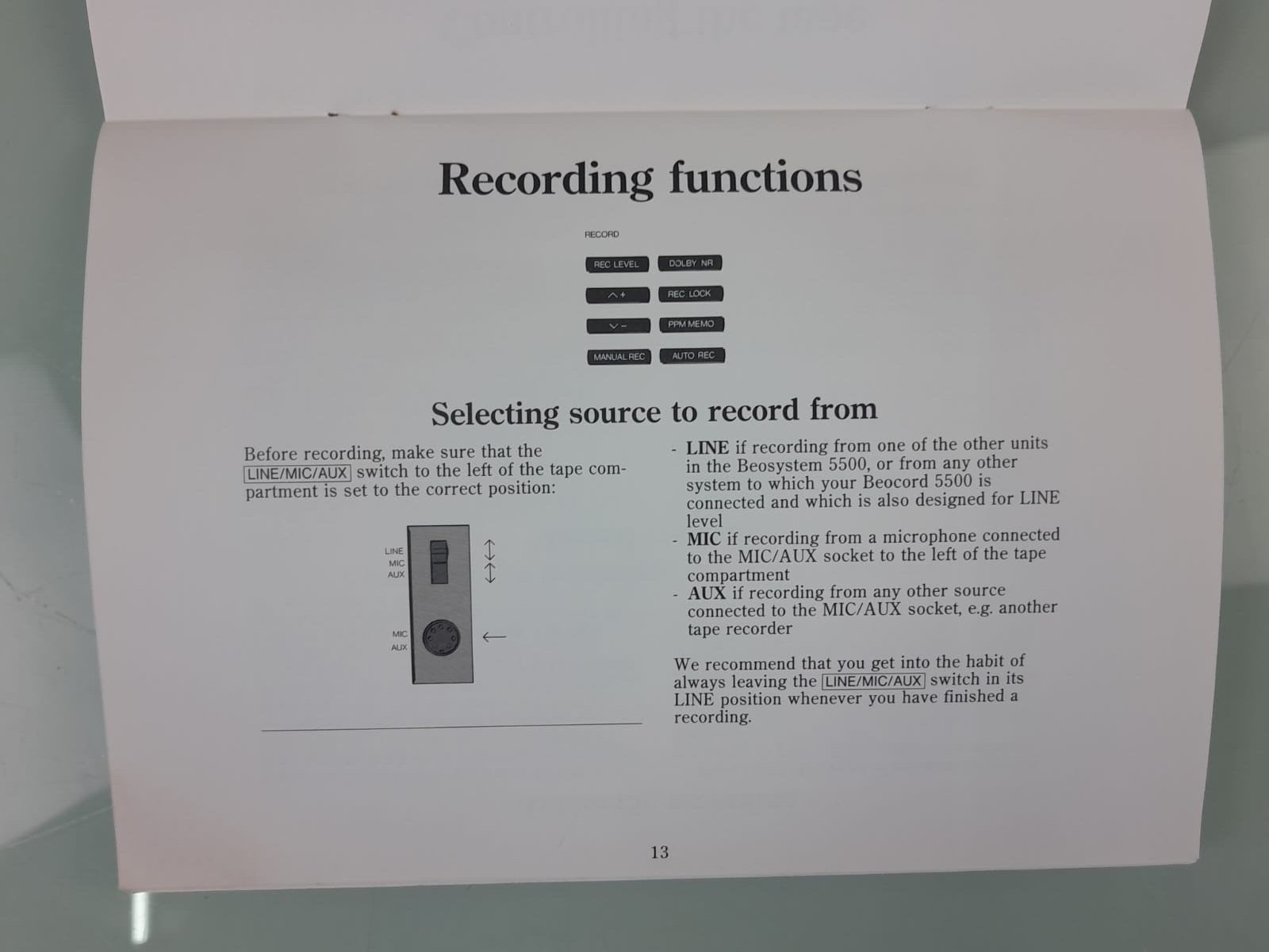 BANG & OLUFSEN B&O BEOCORD 5500 OWNER'S MANUAL