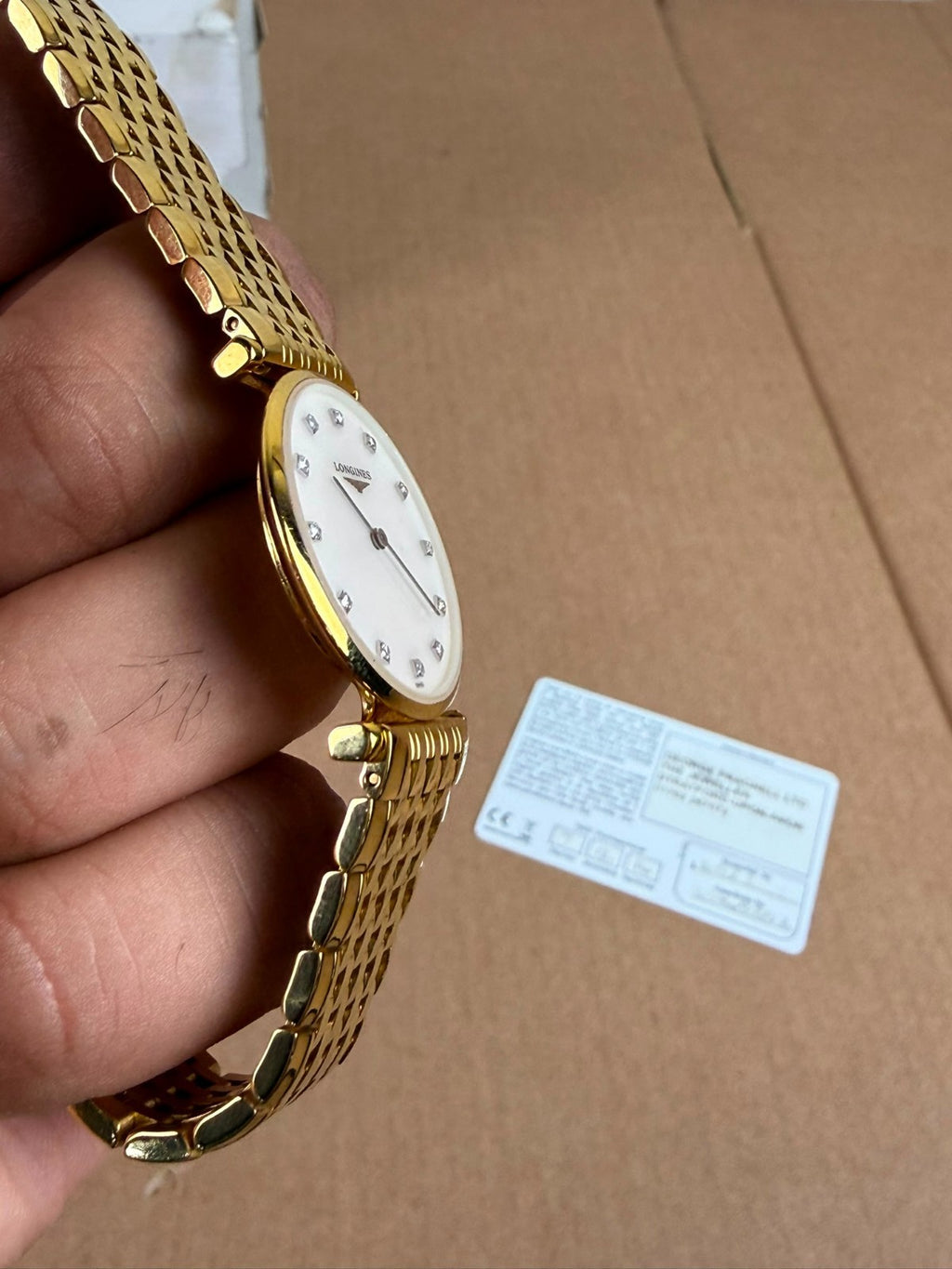 LONGINES LA GRANDE CLASSIQUE GOLD PLATED QUARTZ DIAMOND MOTHER OF PEARL WATCH