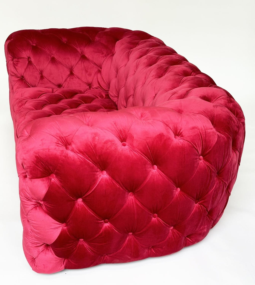 TWO SEAT SOFA RED VELVET CHESTERFEILD STYLE COUCH SETTEE LOUNGE
