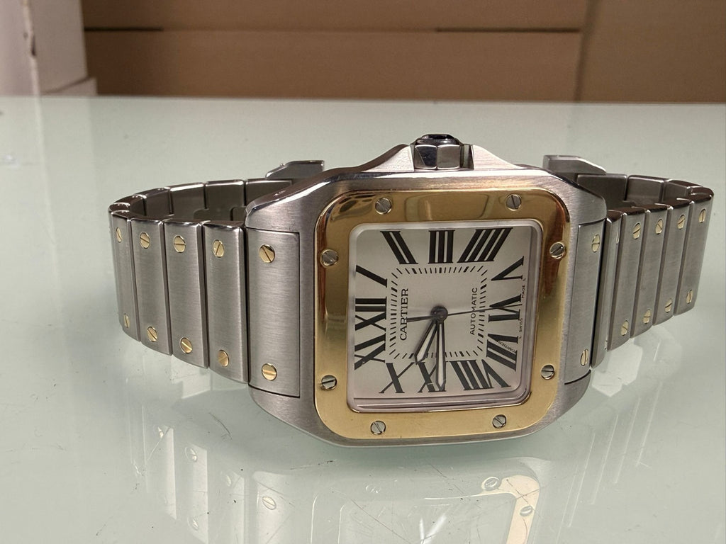 CARTIER SANTOS 100 2656 AUTOMATIC STEEL & GOLD WATCH