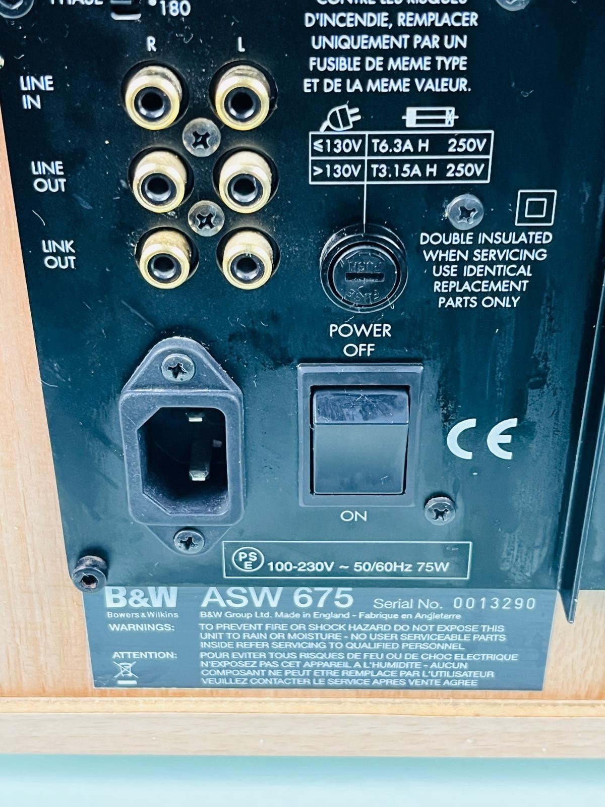 B&W BOWERS & WILKINS ASW675 SUBWOOFER