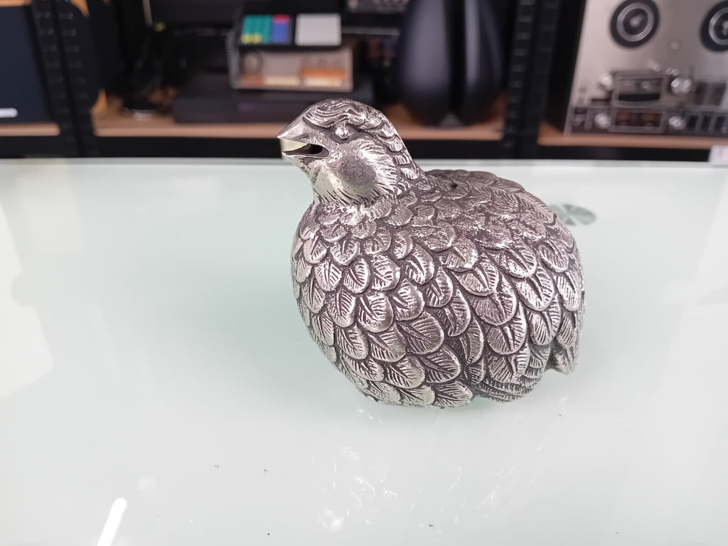 GUCCI MADE IN ITALY VINTAGE SILVER PEWTER QUAIL SUGAR CASTER